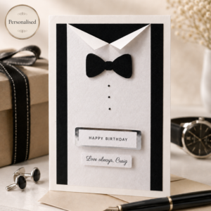 Personalised Tuxedo Birthday Card, Luxury 3D Handmade Keepsake for Dad