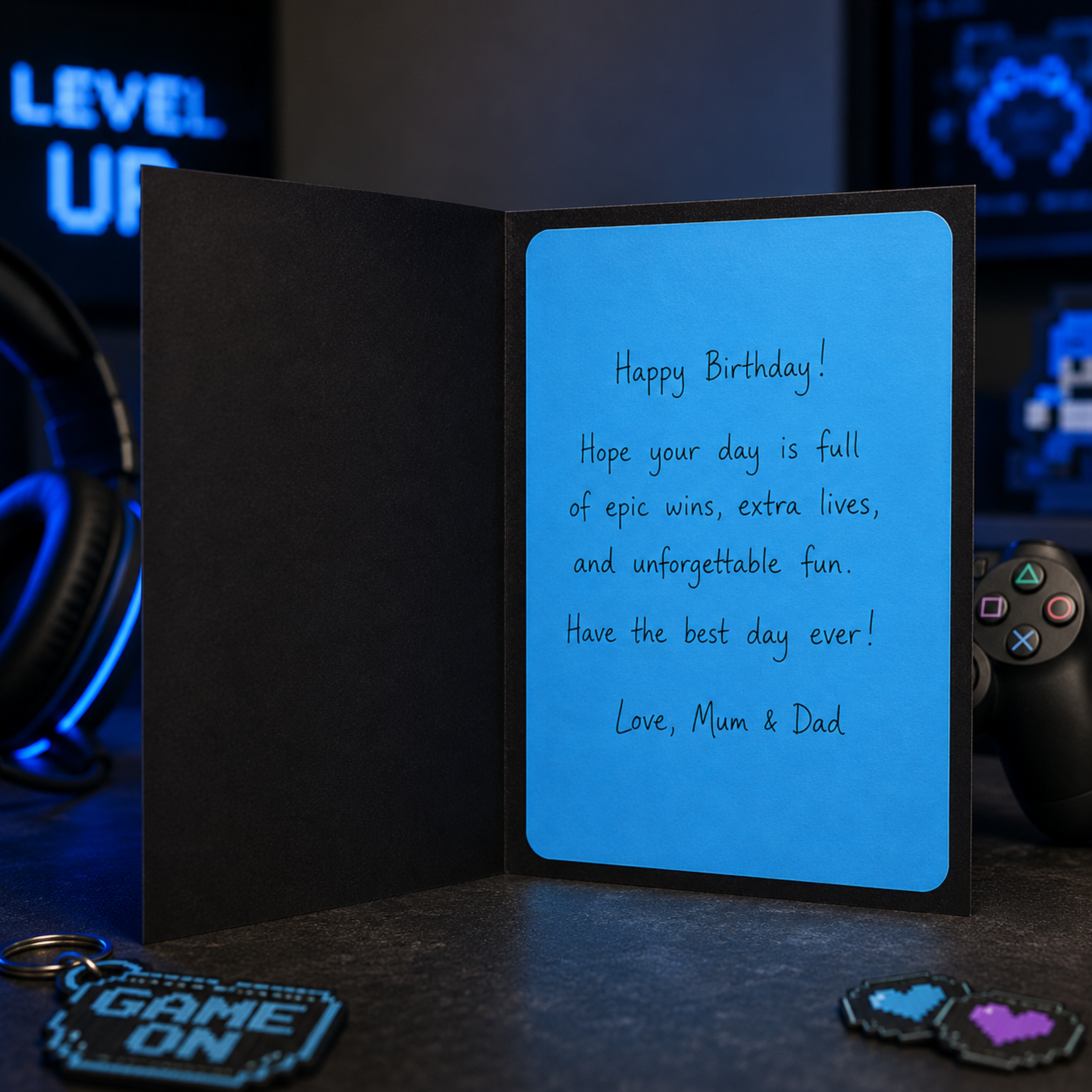 Personalised gaming keepsake card with custom name and age