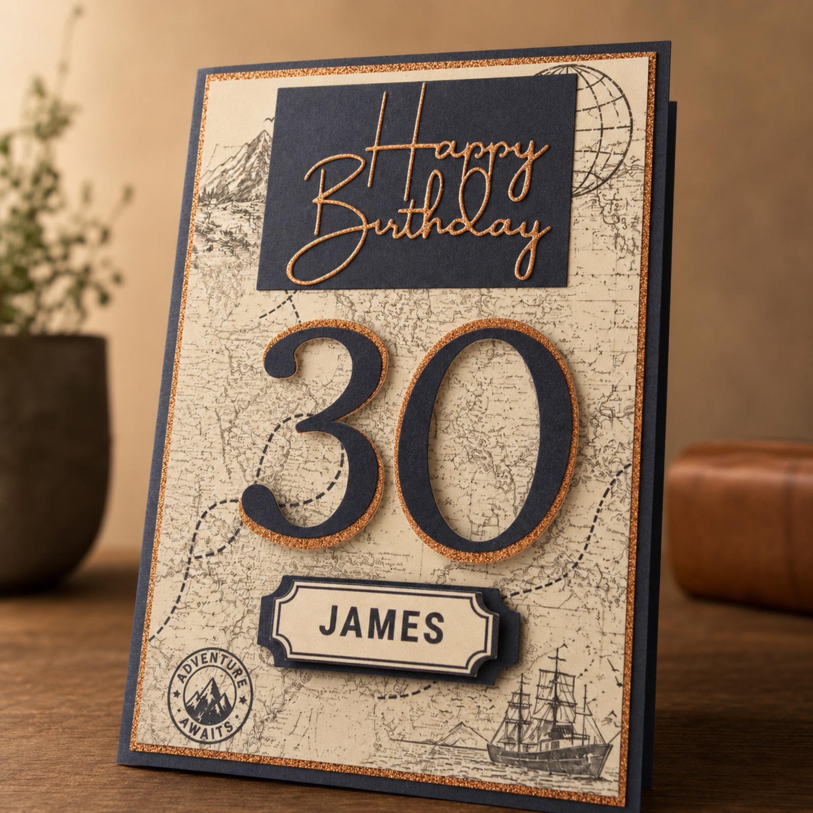 Personalised adventure birthday card for him with premium gift presentation